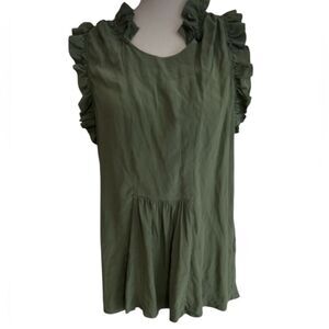 Isabel Marant silk ruffle top in Olive Green size 0 (oversized)